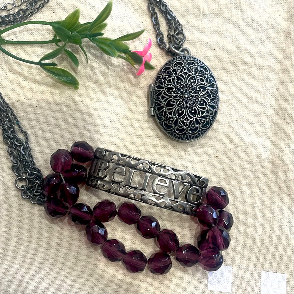 Criss Angel Black Enamel Locket & Believe ID Bracelet